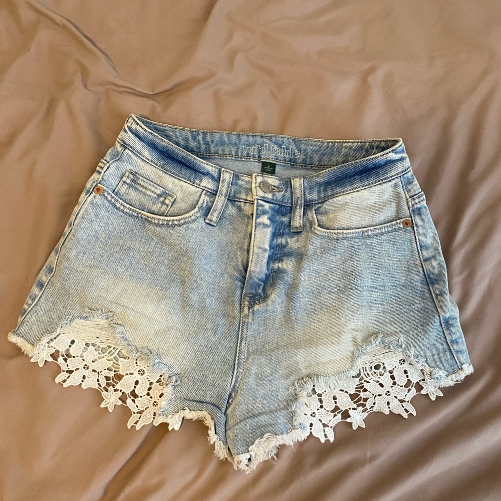 Light wash jean shorts